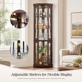 thumbnail image 5 of SESSLIFE 70" Tall Corner Curio Cabinet with Glass Doors and Lighting, Lighted Display Cabinet with 5-Tier Adjustable Shelves for Living Room Bedroom, Easy Assembly, 5 of 10