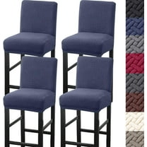 Yumcute Bar Stool Covers,4 Pack Stretch Bar Stool Covers with Backs Jacquard Bar Stool Chair Covers with Elastic Bands Navy Blue