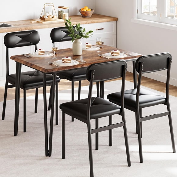 Ourlova 4-Piece Dining Table Set For Small Spaces-Apartment Size Kitchen Table With Chairs-Space Saving Modern Design-For Breakfast Nook