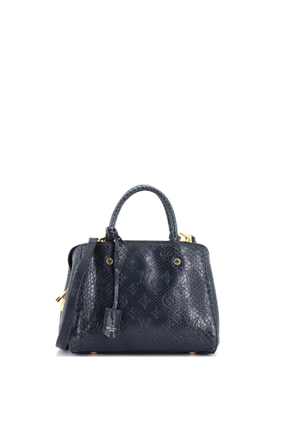 Pre-Owned Montaigne Handbag Monogram Embossed Python BB By Rebag