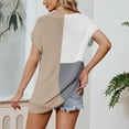thumbnail image 4 of Wycnly Womens Blouses and Tops Dressy Fashion Loose Fit Knitted Ribbed Plus Size Tshirts 2025 Summer V-Neck Short Sleeve Color Patchwork Casual Blouses Khaki s, 4 of 7