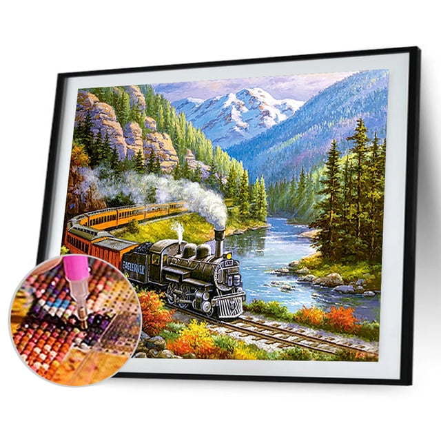 Cuadros Decorativos Kit de pintura de diamante DIY paisaje cuadro de mosaico de diamante cuadrado completo Tmvgtek embutido en tela