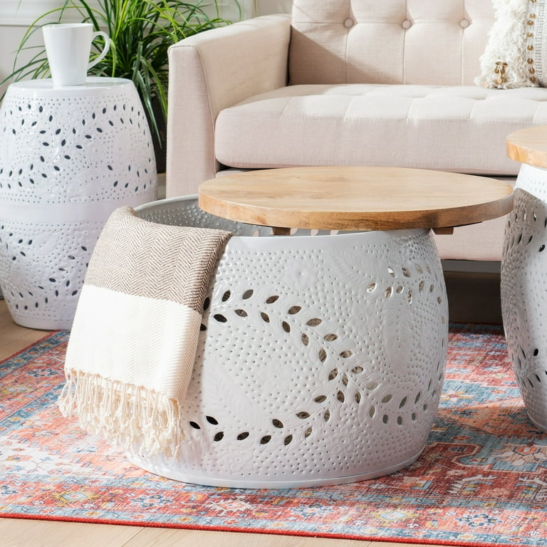 Powell Bellezza Indoor Drum Accent Table with Storage 16