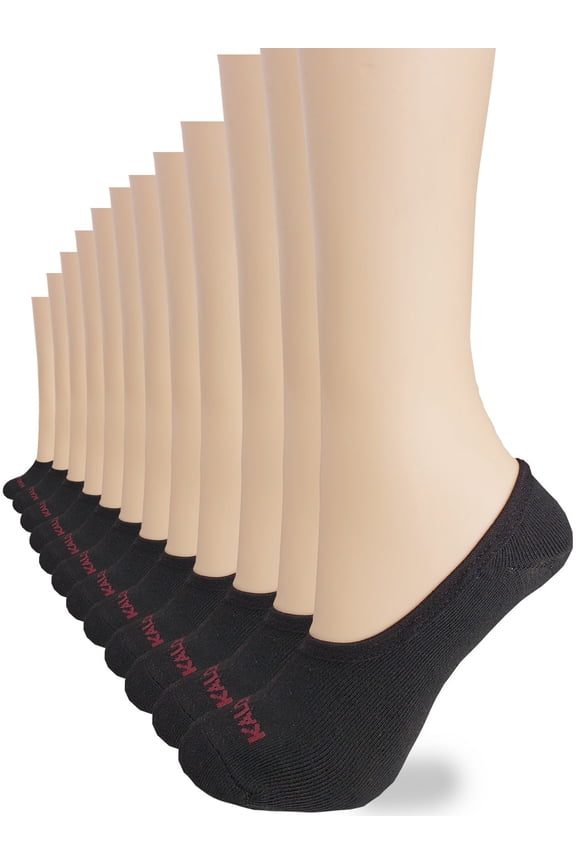 12-Pairs Black No Show Socks Women's