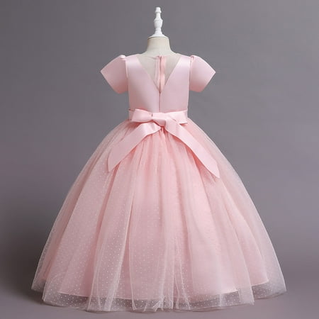 

PEASKJP Sundress Toddler Girls Sleeveless Chiffon Plus Size Tulle Round Neckline Casual Dress Pink 13-14 Years