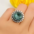 thumbnail image 5 of SATYAVIE JEWELLERY 925 Sterling Silver Ring For Womens Green Amethyst Ring Sterling Silver Statement Ring Bezel Set Gemstone Ring Size US 8.5, 5 of 6