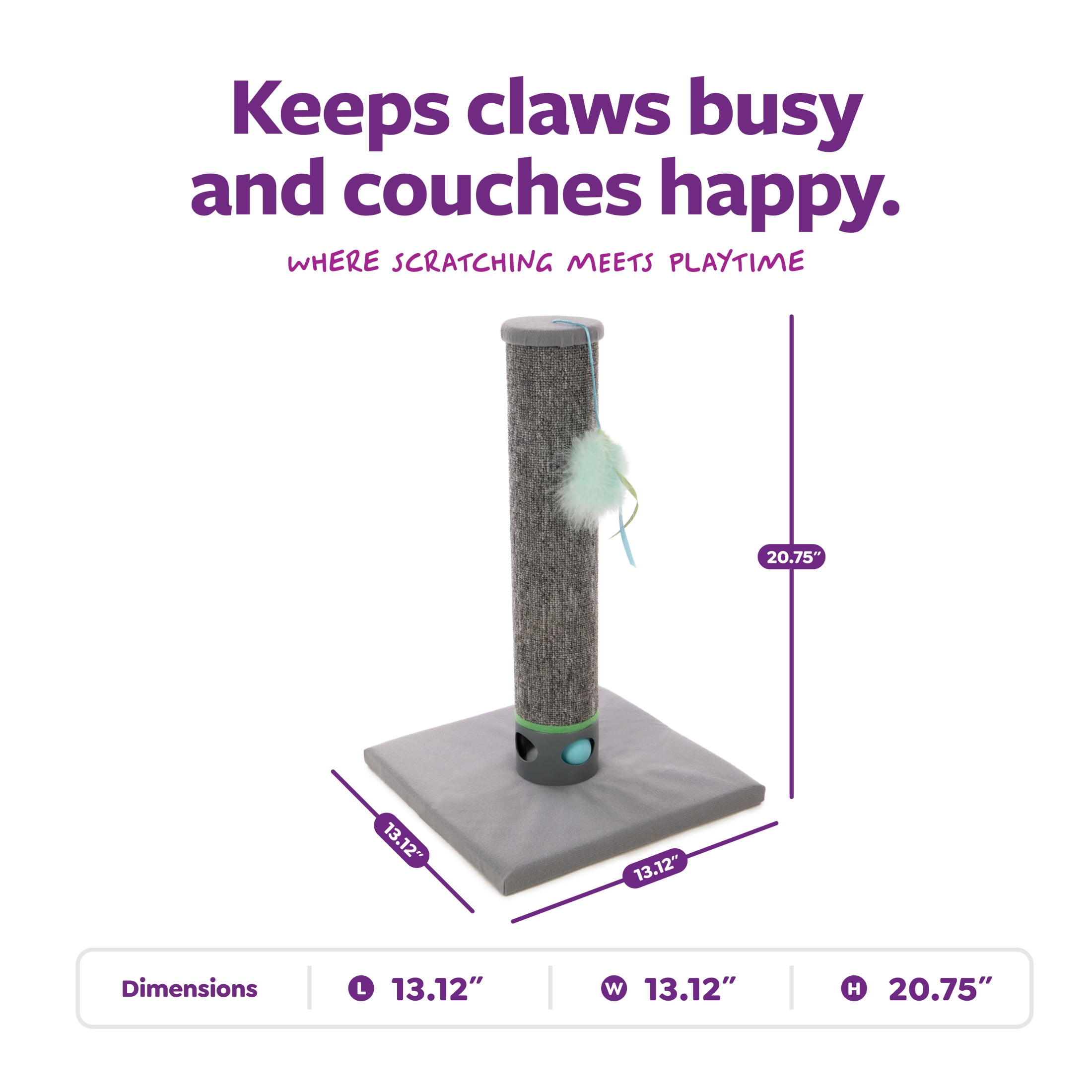 SmartyKat Playful Post Carpet Cat Scratching Post with Track Toy Base for Indoor Cats & Kittens, Features Integrated Hidden Ball Base for Stimulation