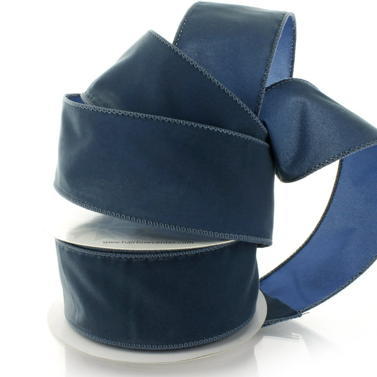 Vintage 1940's French Tubular Satin Ribbon 1/2 Inch Navy Blue 