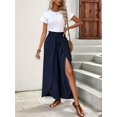 thumbnail image 3 of Womens High Side Split Wide Leg Long Pants Dark Blue XL, 3 of 8