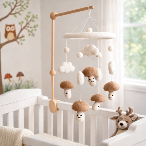 Felt Baby Mobile - Smiley Mushroom