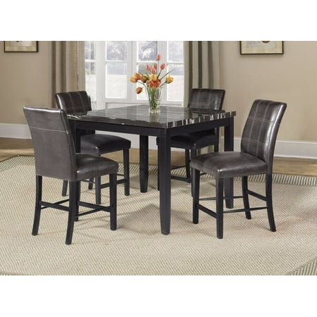 Square Top Counter Height Table, Faux Marble & Black ...