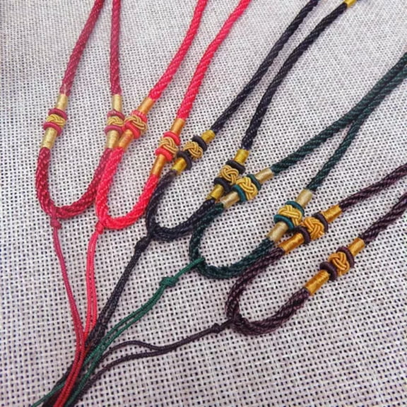 U8MO 10 Chinese Silk Thread Knotted Cord Adjustable String Necklace for Jade Pendants-Mixed Red Black Brown Color