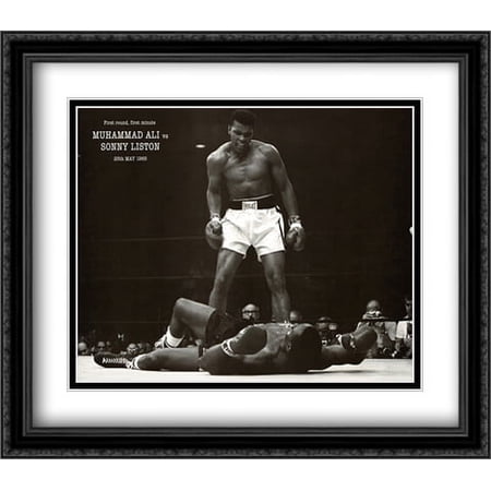 Muhammad Ali - 1965 1st Round Knockout Against Sonny Liston 2x Matted 32x28 Large Black Ornate Framed Art Print