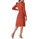 thumbnail image 3 of Vestidos de suéter de manga larga con volantes para mujer INSPIRE CHIC, cuello redondo, cintura con lazo, corte A, estilo casual, tejido de canalé, midi, 2XL, rojo ladrillo, 3 of 5