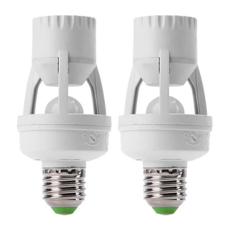 TSV 2PACK 360 Degree Detection PIR Infrared Motion Sensor E27 LED Light Lamp Base Holder Bulb Socket Day & Night 2 Modes