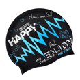 thumbnail image 1 of Ergonomic design, waterproof swimming cap, swim cap, swimming hood, elastic silicone bathing cap for adults, long or short hair, black., 1 of 5