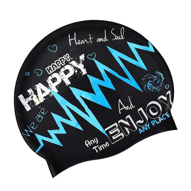 Ergonomic design, waterproof swimming cap, swim cap, swimming hood, elastic silicone bathing cap for adults, long or short hair, black.