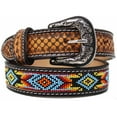 thumbnail image 3 of 25-26   Kids Youth Western Rodeo Floral Tooled Beaded Leather Belt 26RT23C1, 3 of 3