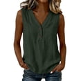 thumbnail image 2 of Womens Tank Tops Cotton Linen Button V Neck Summer Camisole Top for Women Sleeveless Wide Strap Shirts, 2 of 7