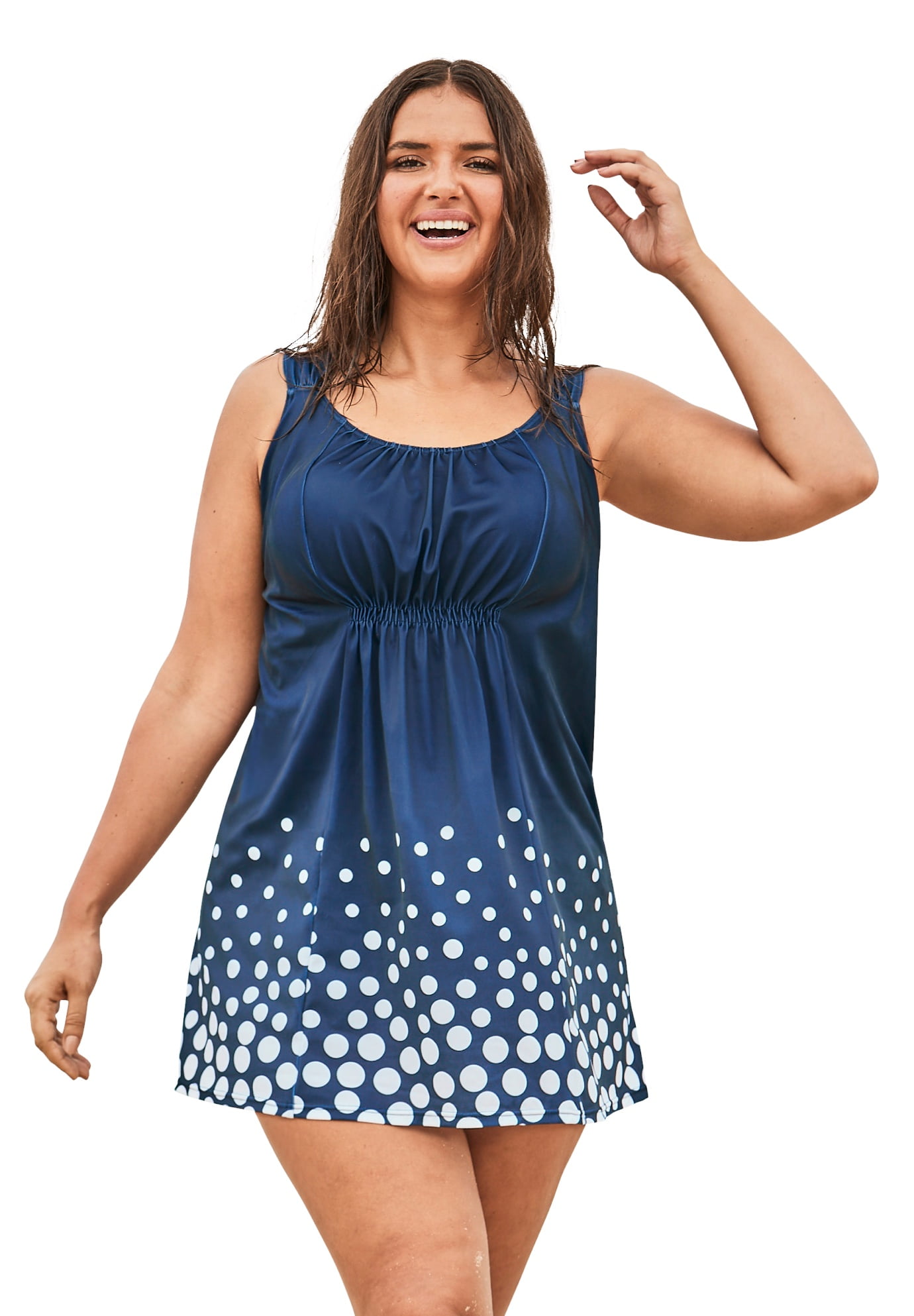 Swim 365 Swim 365 Women's Plus Size Smocked Swimdress Set Walmart
