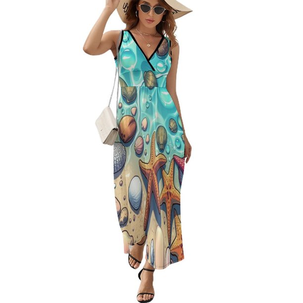 Beach Starfish Vestido Sin Mangas Vestidos Para Mujer, Vestido Suelto De Verano 2025