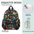 thumbnail image 5 of Black Cartoon Dinosaurs Colorful Leaves Cute School Backpack Bag for School with Padded Back and Adjustable Shoulder Straps 15.25"x11.5"x5.25", 5 of 5