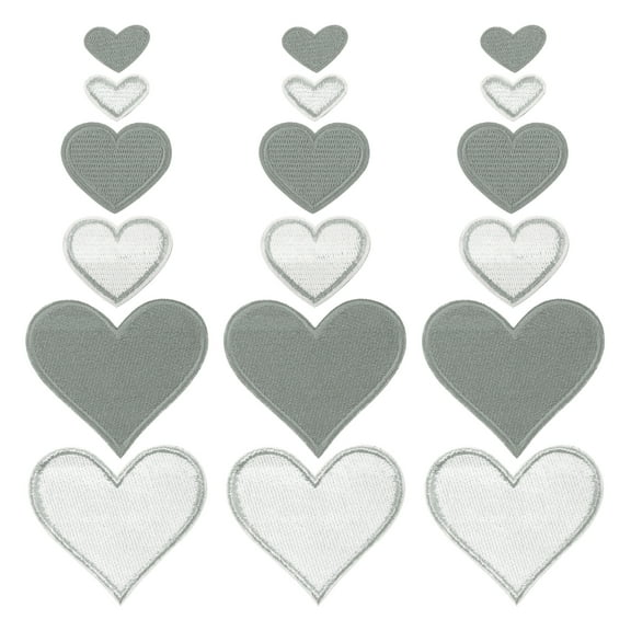 Uxcell Heart Shaped Iron on Patches 2.5/4/7x2/3.5/6.8cm Embroidered Sew Patches Appliques Garment Embellishments for Clothing Repair Backpack Shoes Decoration Dark Gray 30Pcs