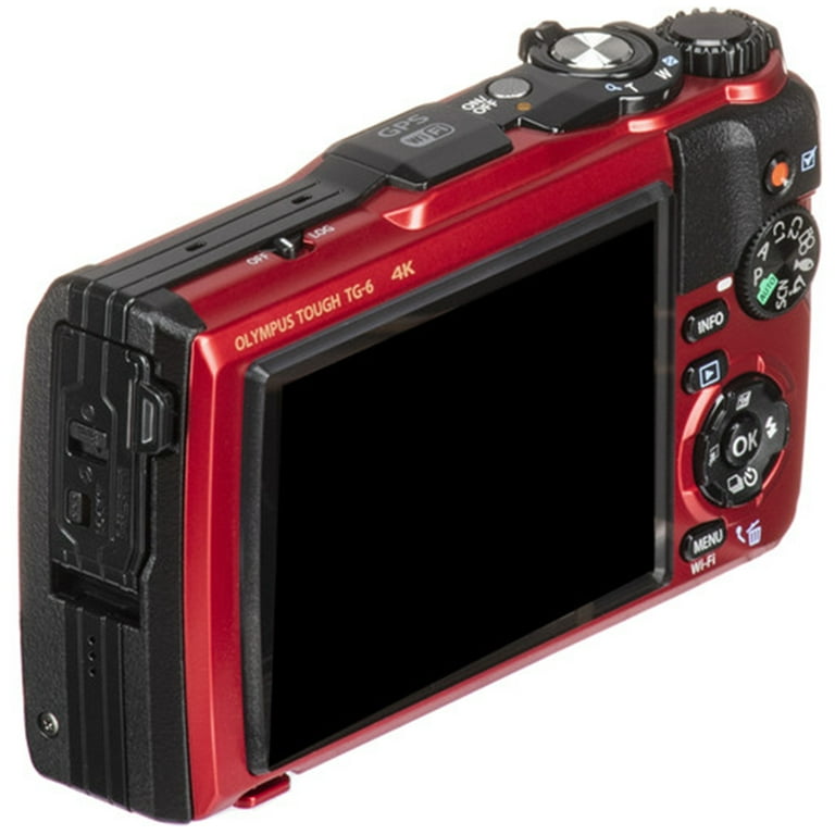Appareil photo étanche Olympus Tough TG-6 (rouge) - Pack Aventure - Avec 2  piles supplémentaires + sangle flottante + carte mémoire Sandisk 64 Go