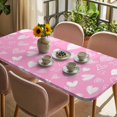 thumbnail image 3 of Valentines Day Table Cloths for 6 Foot Rectangle Tables, Pink Love Heart Romantic Patio Waterproof Elastic Fitted Tablecloths, Washable Rectangular Table Cover for Camping, 3 of 8