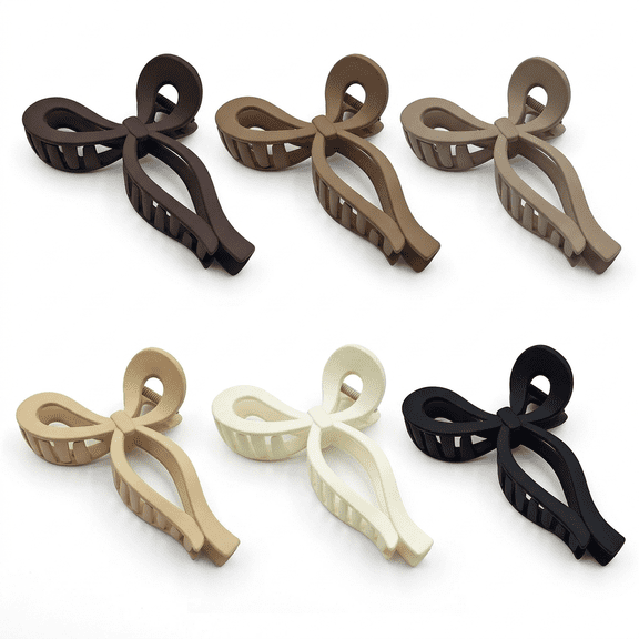6PCS Bow Hair Clips – Large Claw Clips for Women, for Daily Styling and Hair Securing.