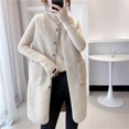 thumbnail image 2 of Chalecos de vellón para mujer, chalecos de felpa hasta la rodilla, cárdigans casuales sin mangas con cuello en V, chaquetas de invierno de gran tamaño, blusas holgadas para mujer, 2 of 4