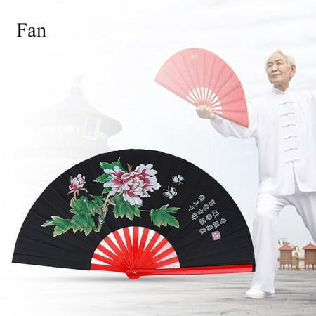 Tai Chi Martial Arts Kung Fu Bamboo Silk Fan Right Hand Wushu Dance Pratice Training,Tai Chi Fan, Silk