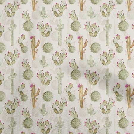 oneOone Velvet Light Yellow Fabric Cactus Craft Projects Decor Fabric Printed By The Yard 58 Inch Wide