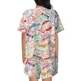 thumbnail image 3 of Naloa Passport Stamp Women's Short-Sleeved Pajama Set, Loungewear, Summer pajamas, Breathable Cozy - Small, 3 of 9