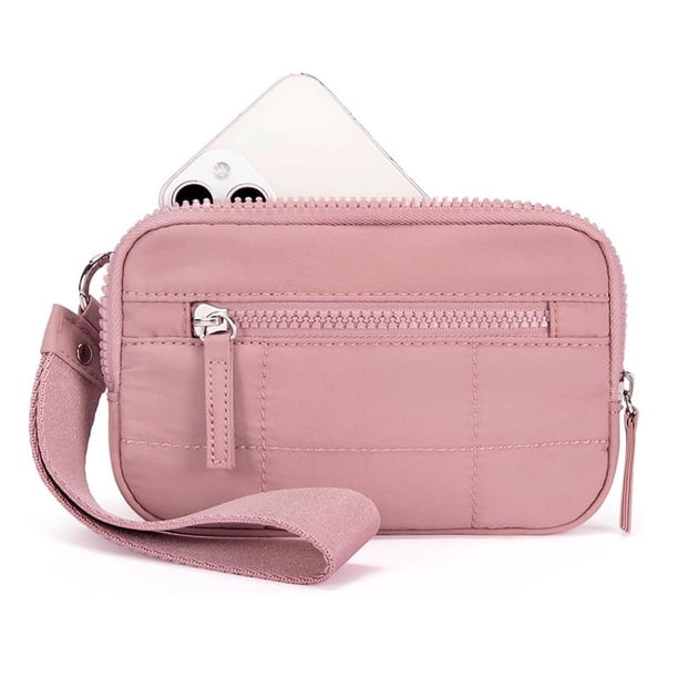 Cartera Del Titular de la Tarjeta Cartera de la Pulsera de la Mujer Correa Acolchada de Nylon con 3 Compartimientos con Cremallera Y Clip de la Tarjeta de Viaje