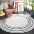 thumbnail image 2 of SAFAVIEH Border & Stripe Hyram Bordered Shag Area Rug, Ivory/Grey, 6'7" x 6'7" Round, 2 of 7