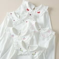 thumbnail image 3 of LNMQLPDBS White Blouse for Girls Long Sleeve Doll Collar with Floral Printed Shirt Puff Sleeve Keyhole Back Ruffle T-Shirt Casual Soft Cute Tops for Girls Red 4-5 Years, 3 of 7