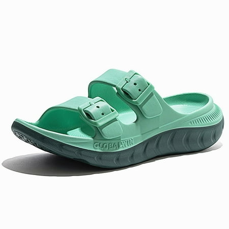 

GLOBALWIN Recovery Slides For Women Mia Summer Sandals With Comfortable Arch Support Indoor Outdoor Cloud Slippers Reduce Stress on Feet Lightweight Green Size 9M