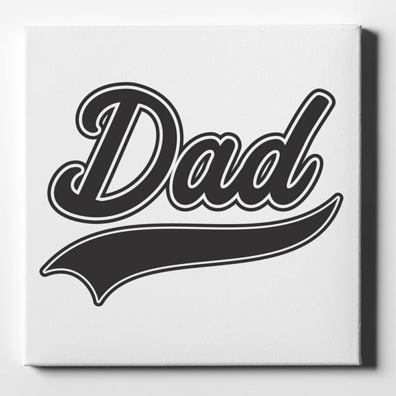 Dad Word Graphic Black - 10" x 10" - Decorative Canvas Wall Art - White Edge - 5/8" Gallery Wrapped