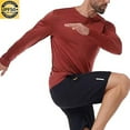 thumbnail image 4 of yoeyez Men's Sun Protection Shirts Solid Color Long Sleeve Sunscreen Shirt Lightweight Breathable Spf Rash Guard for Fishing Hiking Swimming Running Red,S, 4 of 7