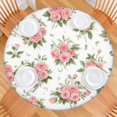 thumbnail image 2 of Pioneer Flower Floral Print Pattern Round Fitted Tablecloth with Elastic Edge,Dining Table Cover Waterproof,Outdoor Round Tablecloth for Camping,Dining,Indoor and Outdoor, 2 of 7
