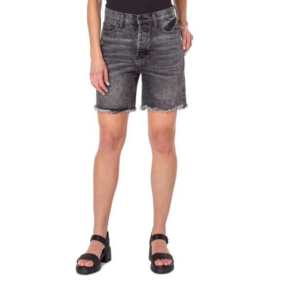 Earnest Sewn Women's Frayed Hem Denim Shorts Gray Size 34