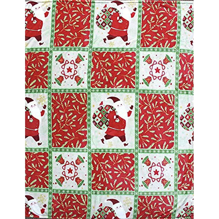 Fleece patchwork lap blanket kit (48x48) - Christmas Cardinal pattern,  off white with red cardinals and berries and solid red with white writing