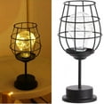 thumbnail image 2 of Black Metal Wire Table Lamp, Iron Basket, Cage Style, Night Light, Retro, Battery Operated, Desk Lamp For Bedroom, 2 of 4