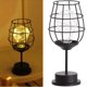 thumbnail image 2 of Kaishengyuan Lámpara de mesa de alambre de metal negro Cesta de hierro Estilo jaula Luz nocturna Lámpara de escritorio retro con pilas para dormitorio [Clase energética A] (Copa de vino tinto), 2 of 8