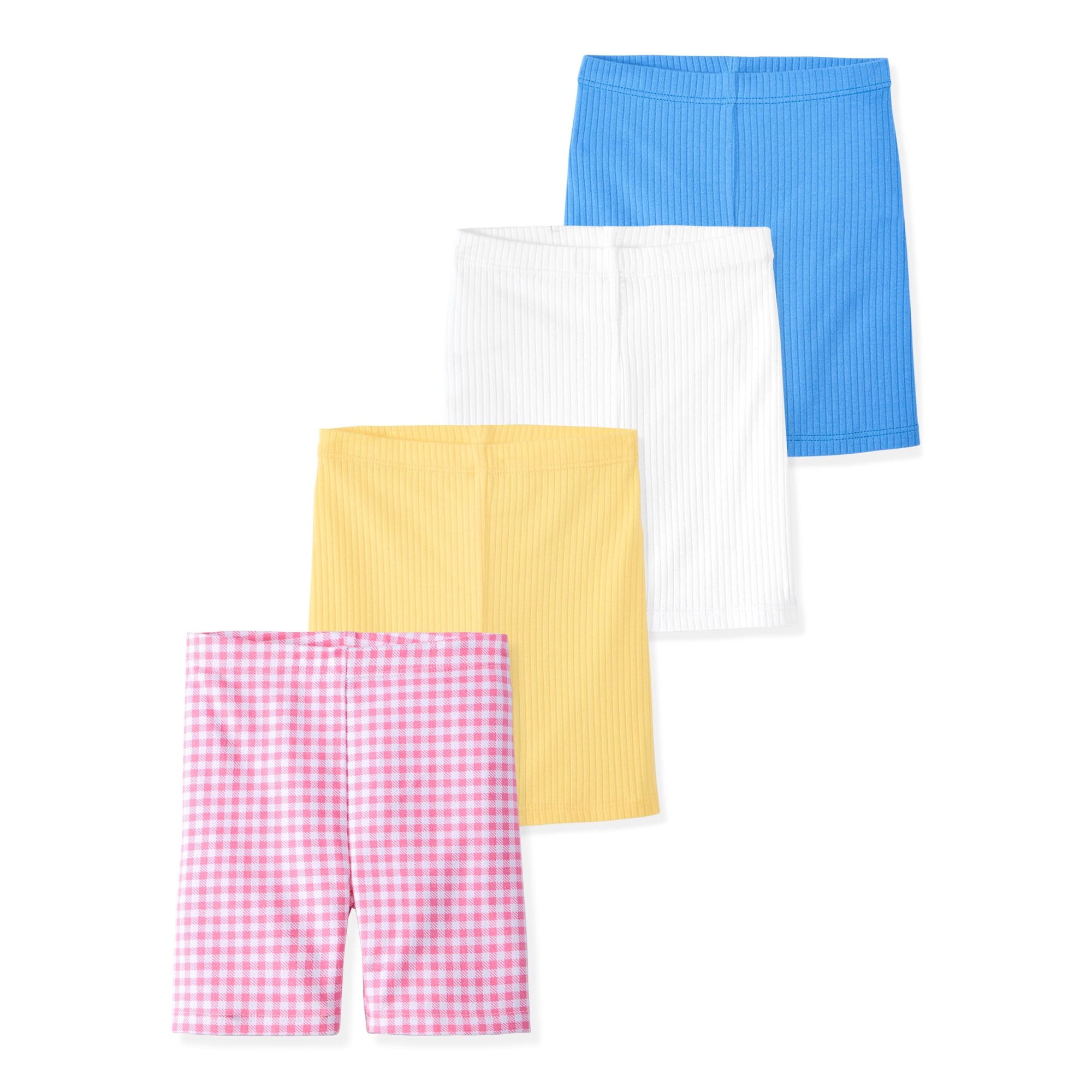 Garanimals Newborn, Baby & Toddler Girl Ribbed Cotton Biker Shorts, Prints & Solids, 4-Pack, Sizes 0-6T