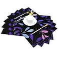 thumbnail image 2 of YFYANG Washable Heat-Resistant Placemats, 70% PVC/30% Polyester, Purple Watercolor Plant Kitchen Table Mat, 12" x 18" 6 Pcs, 2 of 6