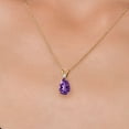 thumbnail image 3 of Gem Stone King 14K Yellow Gold Purple Amethyst and White Zirconia Pendant Necklace for Women | 2.68 Cttw | Gemstone February Birthstone | Pear Shape 12X8MM | With 18 inch Chain, 3 of 6