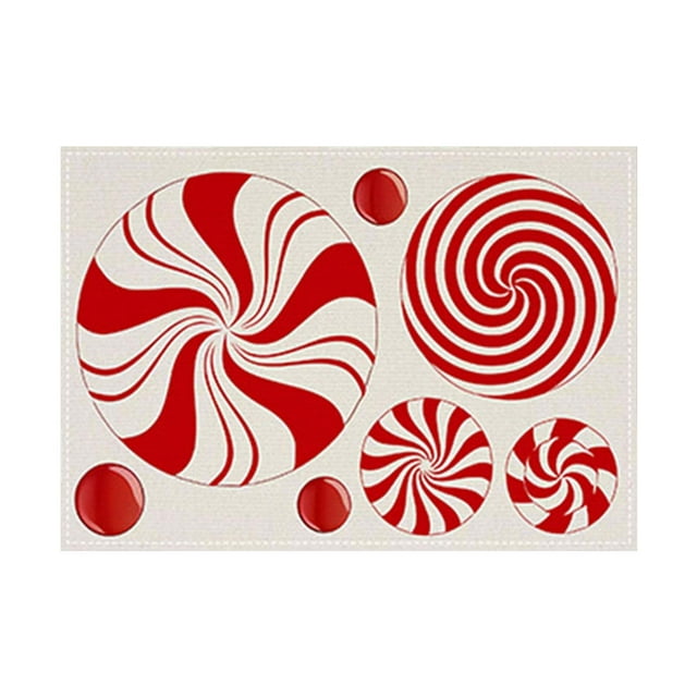 Red Christmas Candy Placemats White Cute Candy Canes Table Mat Linen Burlap Washable Double Heat Insulation For Dining Table Kitchen Table Pottery Chargers Pottery Charger Plates End Table round