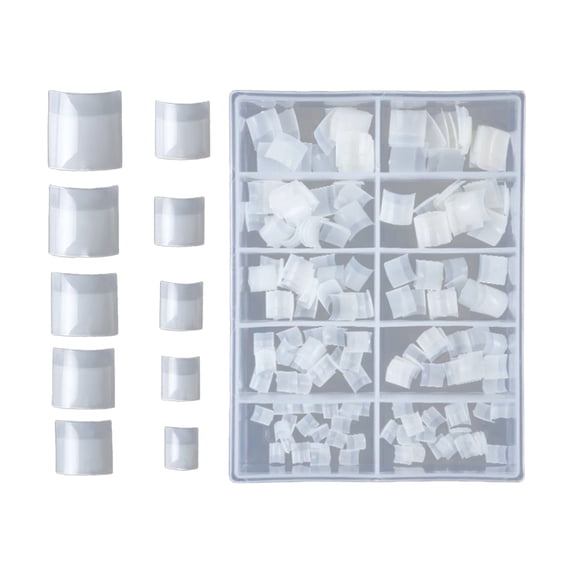 Set of 200 Tips Short Acrylic Nails with Case 10 Sizes, Fashion French Half Cover